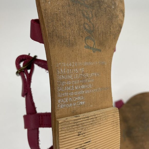 Peek Sandals Girls 8 Pink Genuine Leather Open Toe Thong Sandal Strappy Fuchsia - Picture 6 of 7